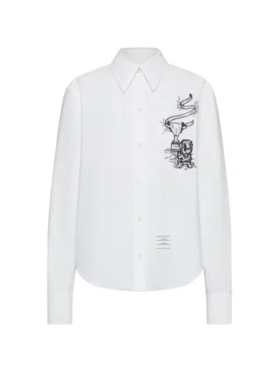 Thom Browne Embroidery Long-sleeve Shirt In White
