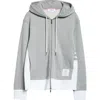 Thom Browne Engineered 4-bar Cotton French Terry Zip-up Hoodie In Light Grey