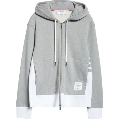 Thom Browne Engineered 4-bar Cotton French Terry Zip-up Hoodie In Light Grey