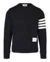 Thom Browne Classic Sweatshirt In Classic Loopback With Engineered 4 Bar In Blue