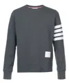 Thom Browne Classic Loop Back Sweatshirt With Engineered 4 Bar In Grey