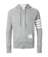 Thom Browne 4-bar Raglan-sleeve Waffle Stitch Hoodie In Gray