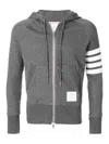 Thom Browne 4-bar Zip-up Hoodie In Classic Loopback In Dark Grey