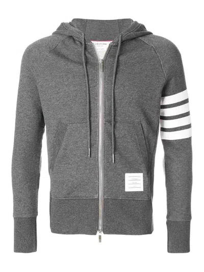 Thom Browne 4-bar Zip-up Hoodie In Classic Loopback In Gray