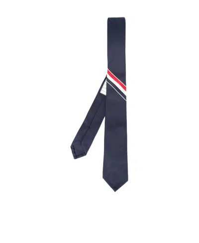 Thom Browne Engineered Stripe Silk Tie In Black