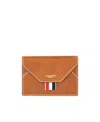Thom Browne Envelope Leather Cardholder In Orange
