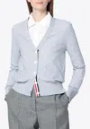 Thom Browne Light Grey Cardigan In Cotton And Silk Women In Gray