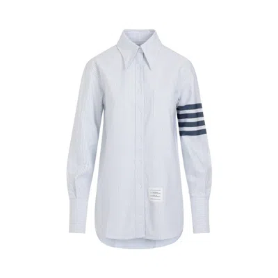 Thom Browne Exaggerated Easy Fit Blue Cotton Shirt In White
