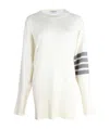 Thom Browne Exaggerated Fit Crew Neck 4-bar Jumper In White