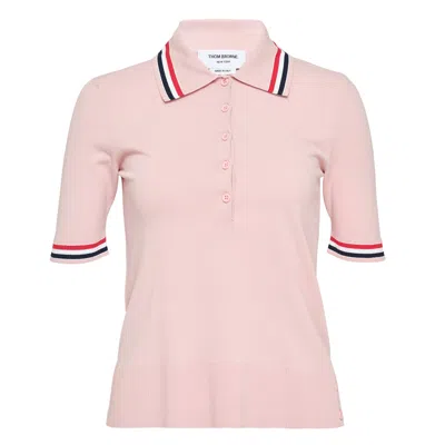 Thom Browne Exclusive Stripe-trims Polo Shirt In Pink