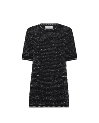 Thom Browne Eyelash Tweed Jacquard Mini Dress In Black