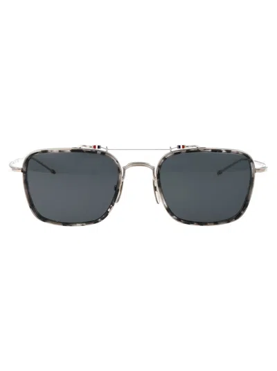 Thom Browne Eyewear Navigator Frame Sunglasses In Silver