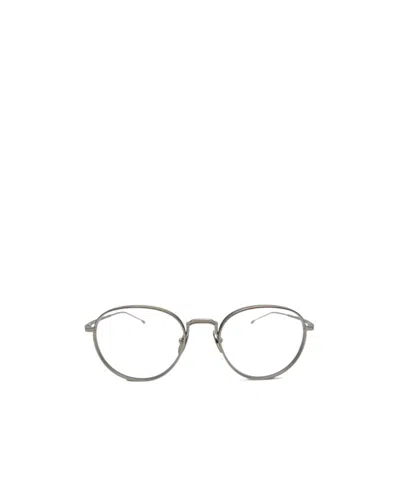 Thom Browne Eyewear Polished Round Frame Glasses In Gray