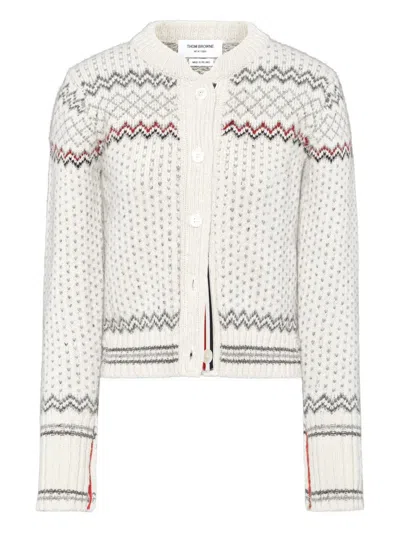 Thom Browne Fair-isle Cardigan In White