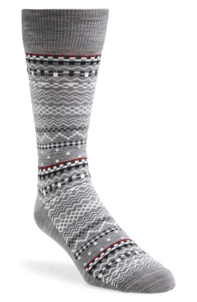 Thom Browne Fair Isle Float Jacquard Mid Calf Socks In Gray