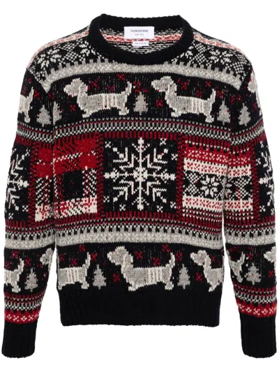 Thom Browne Fair Isle Intarsia Jumper In Blau