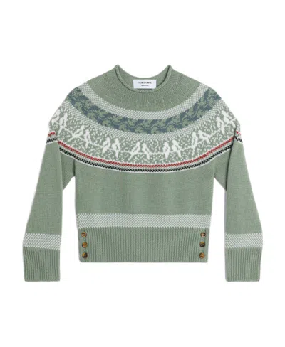 Thom Browne Fair-isle Wool Jumper In Gray
