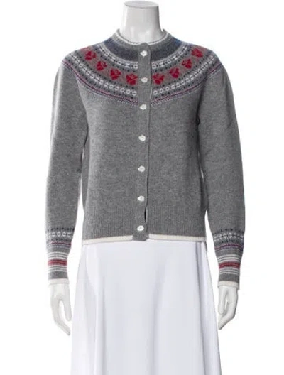 Pre-owned Thom Browne Fair Isle Wool Sweater In Gray