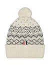 Thom Browne Fairisle Donegal Tweed Beanie In Neutral