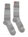 Thom Browne Fairisle Jacquard Socks In Gray