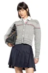Thom Browne Fairisle Jersey Float Cardigan In Donegal In Gray