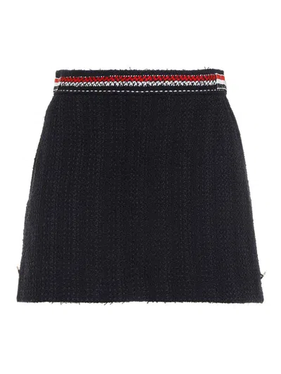 THOM BROWNE FALDA SEMILARGA - AZUL OSCURO