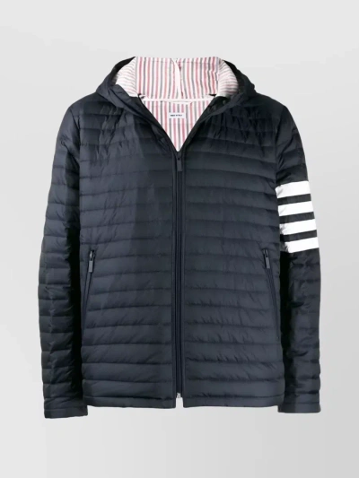 Thom Browne Feather-down 4-bar Stripe Hooded Jacket In Blue