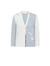 Thom Browne Feather-intarsia Cotton Cardigan In Gray