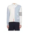 Thom Browne Feather-intarsia Cotton Cardigan In Blue