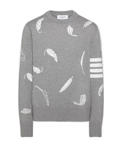 THOM BROWNE FEATHER-INTARSIA COTTON SWEATER
