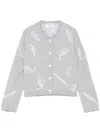 Thom Browne Feather-intarsia Cropped Cardigan