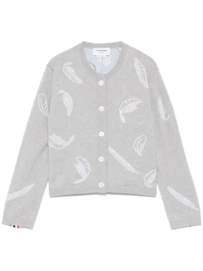 Thom Browne Feather-intarsia Cropped Cardigan