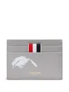 Thom Browne Feather-print Card Holder In Gray