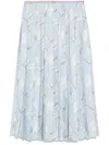 Thom Browne Feather-print Silk Midi Skirt