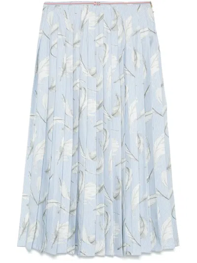 Thom Browne Feather-print Silk Midi Skirt