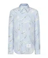 Thom Browne Feather-print Silk Shirt In Multi
