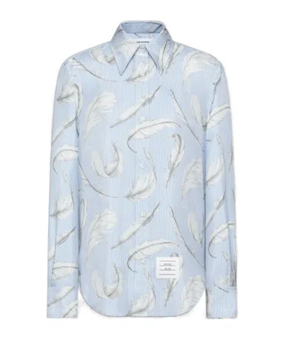 Thom Browne Feather-print Silk Shirt In Multi