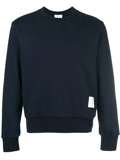 Thom Browne Felpa Con Intarsio Tricolore In Blue