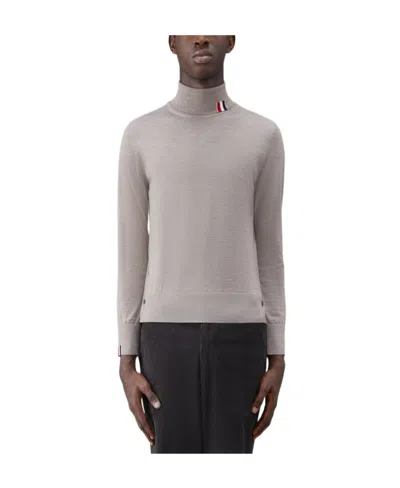 Thom Browne Fine Knit Roll-neck Jumper In Gray