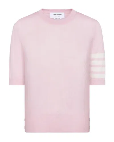Thom Browne Fine Merino Wool 4-bar Tee In Pink