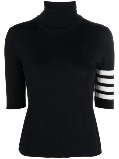 THOM BROWNE FINE MERINO WOOL SHORT-SLEEVE TURTLENECK SWEATER