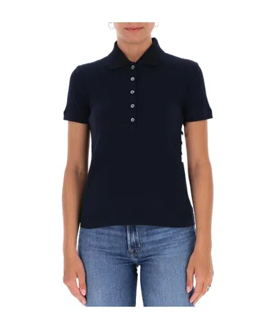 Thom Browne Fine-ribbed Polo Shirt In Black