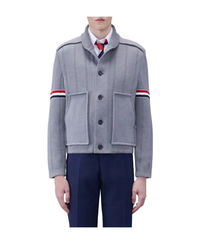 Thom Browne Fine-ribbed Shirt Jacket In Gray