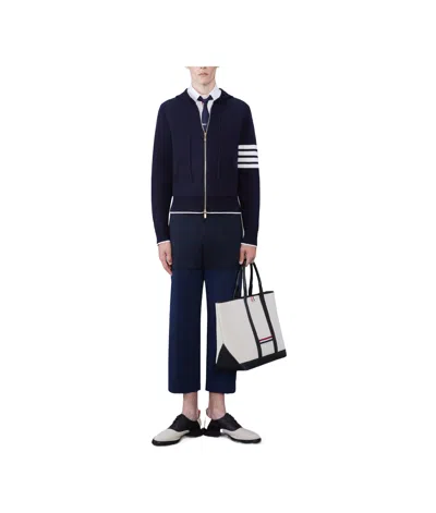 Thom Browne Fish Icon-intarsia Zip Hoodie In Black