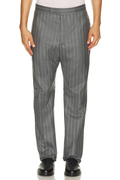 Thom Browne Fit 1 Backstrap Wool Flannel Chalk Stripe Trouser In Gray