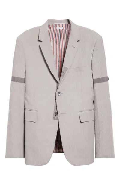 Thom Browne Fit 1 Classic Corduroy Armband Blazer In Light Grey