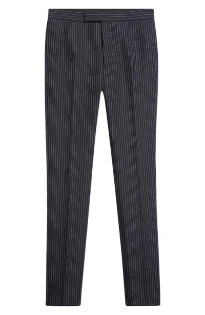 Thom Browne Fit 1 Pinstripe Wool Backstrap Pants In Black