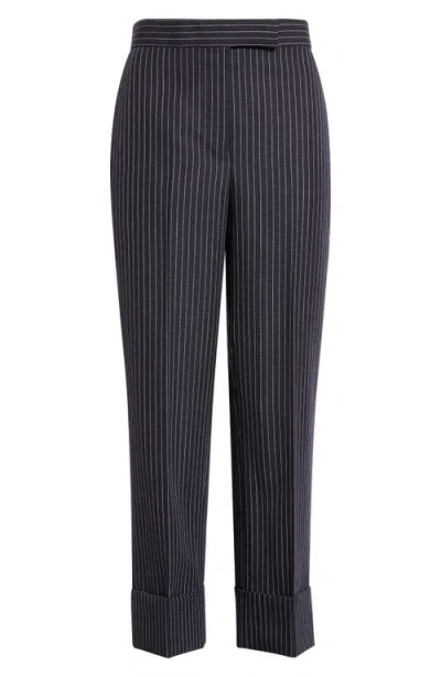 Thom Browne Fit 1 Pinstripe Wool Backstrap Virgin Wool Blend Pants In Black