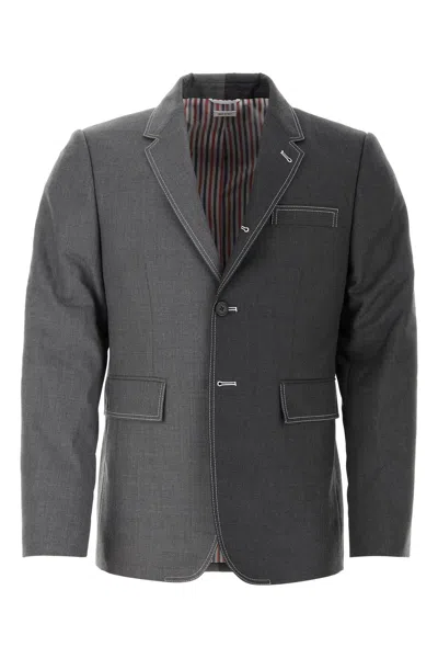 Thom Browne Two-tone Twill Blazer With Button Cuffs In Multi