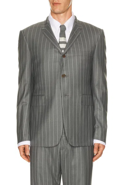 Thom Browne Fit 1 Wool Flannel Chalk Stripe Blazer In Gray